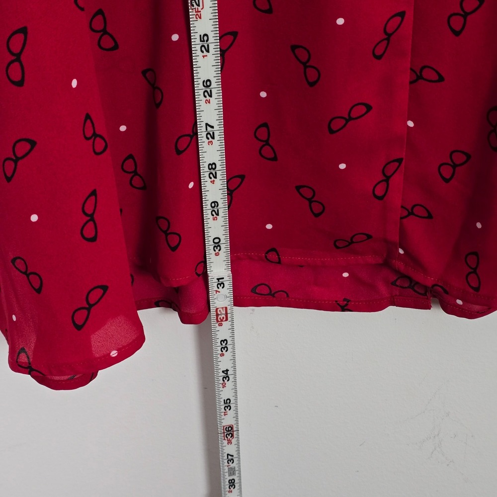Catherines Tunic Top Blouse Women 4X Red Eyeglasses Polka Dot Teacher Novelty - Picture 8 of 9